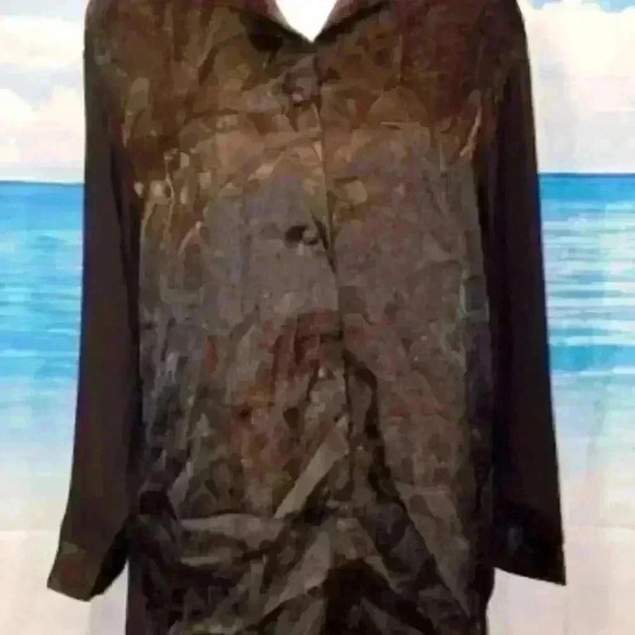 JOSIE Womans BLACK Lightweight TUNIC Blouse SHEER Back and Sleeves size XL - Picture 4 of 7